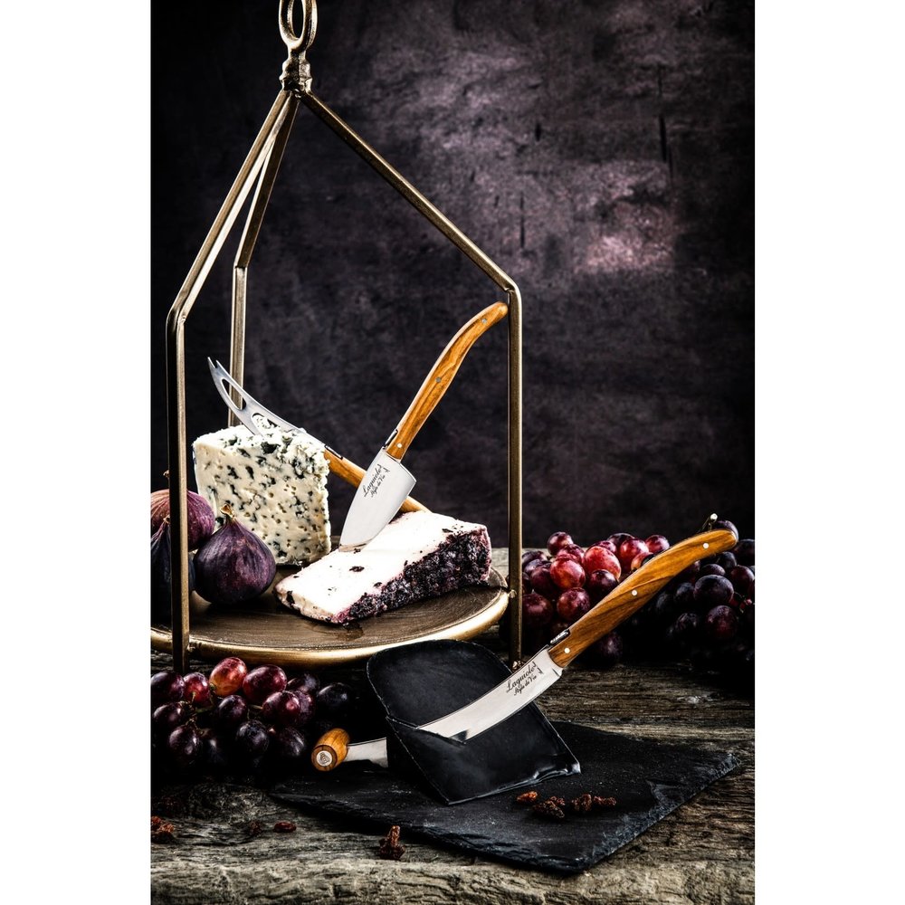 Laguiole style de vie Set of 3 cheese knifes with olive wood handles in gift box Laguiole style de vie Set of 3 cheese knifes with olive wood handles in gift box