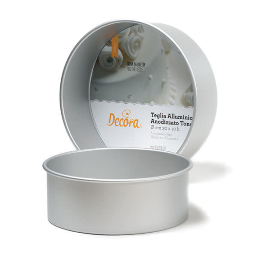 Decora Naadloze geanodiseerde aluminium professionele ronde bakvorm, ⌀30 x 10 cm
