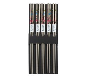 Tokyo Design Studio 5 paar eetstokjes RVS Sakura