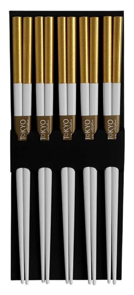 Tokyo Design Studio 5 paar eetstokjes wit/goud