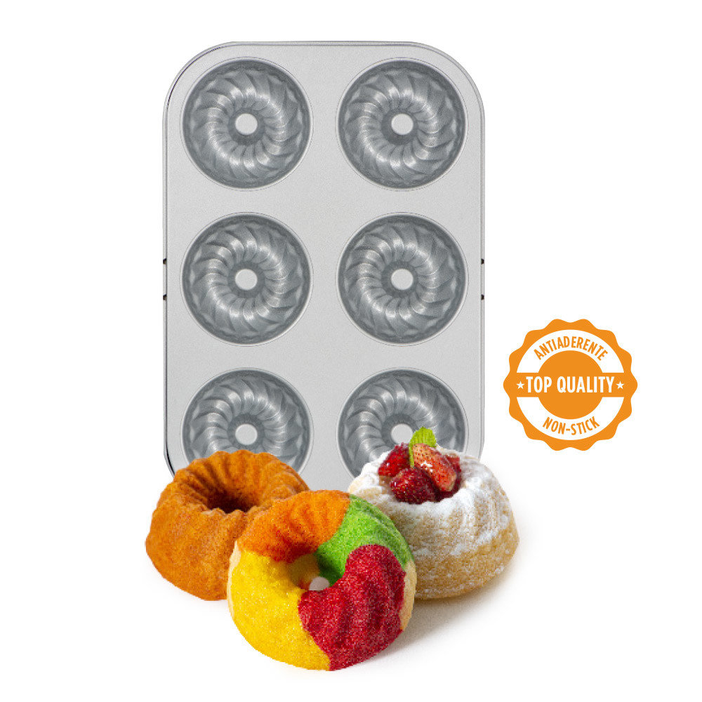 Decora Non-stick steel mold for 6 mini Kugelhopf cakes, 18 x 27 cm Decora Non-stick steel mold for 6 mini Kugelhopf cakes, 18 x 27 cm