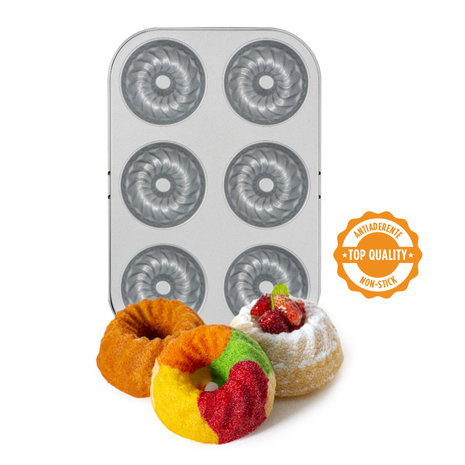 Decora Non-stick steel mold for 6 mini Kugelhopf cakes, 18 x 27 cm Decora Non-stick steel mold for 6 mini Kugelhopf cakes, 18 x 27 cm