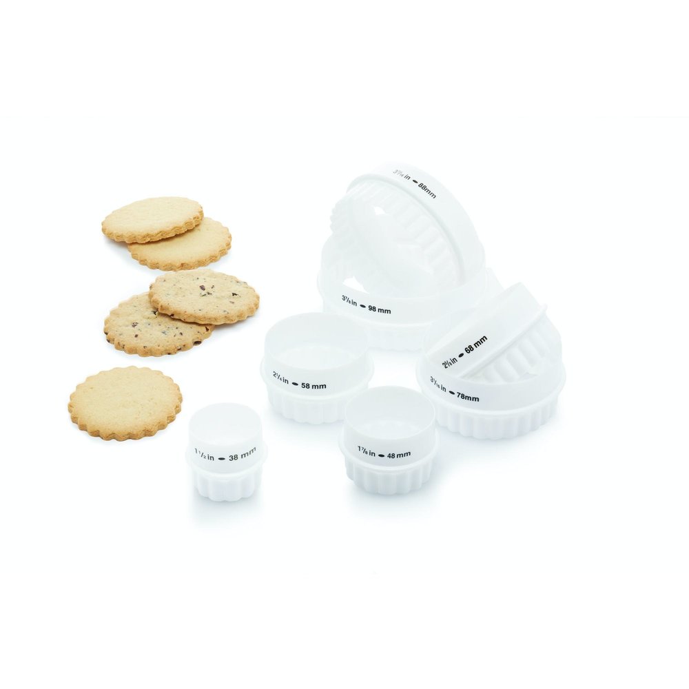 Kitchencraft Set kunststof ronde uitstekers met gladde en gekartelde kant