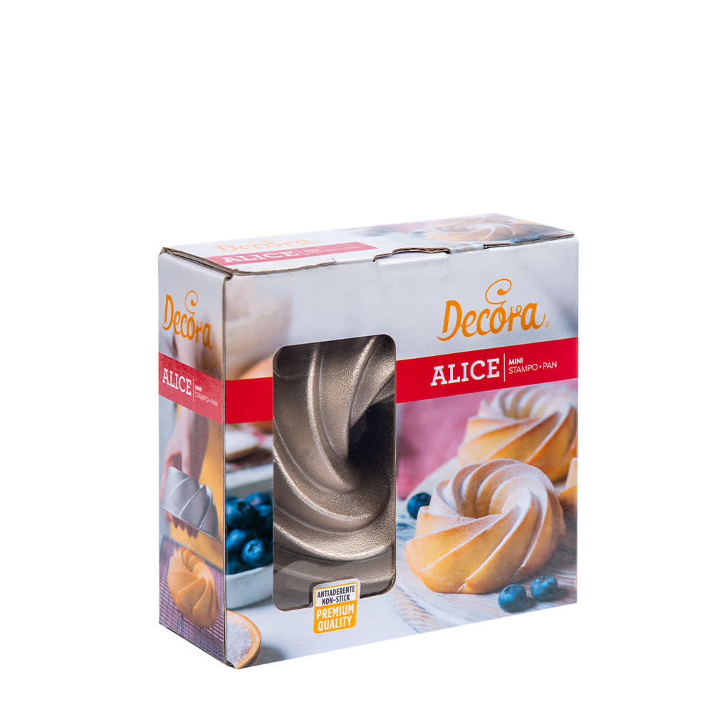 Decora Gegoten aluminium antiaanbak mini cakevorm, ontwerp Alice, ⌀10 x 5 cm Decora Gegoten aluminium antiaanbak mini cakevorm, ontwerp Alice, ⌀10 x 5 cm