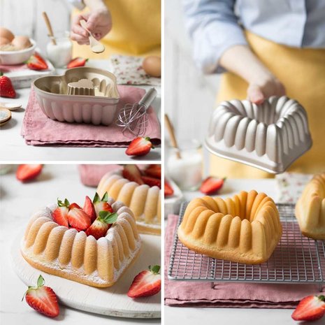 Decora Gegoten aluminium antiaanbak mini cakevorm, ontwerp Beatrice, 16 x 16 x 6 cm