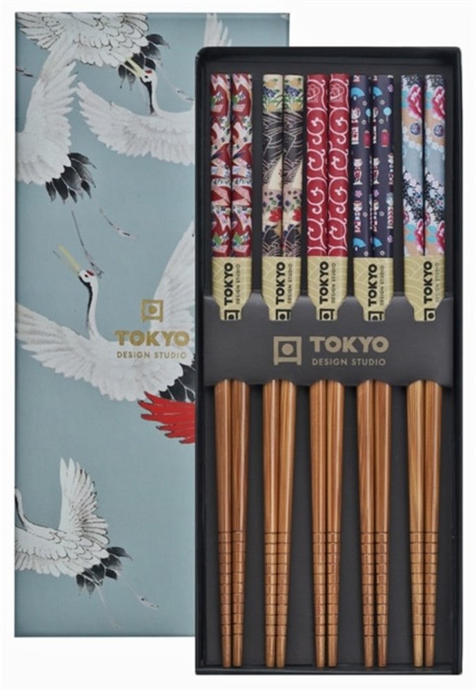 Tokyo Design Studio 5 sets of chopsticks Crane in gift box