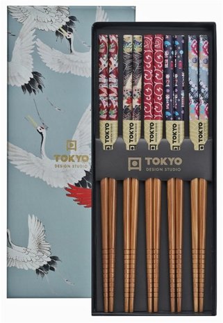 Tokyo Design Studio 5 sets of chopsticks Crane in gift box