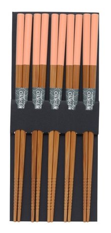 Tokyo Design Studio 5 paar eetstokjes hout/roze