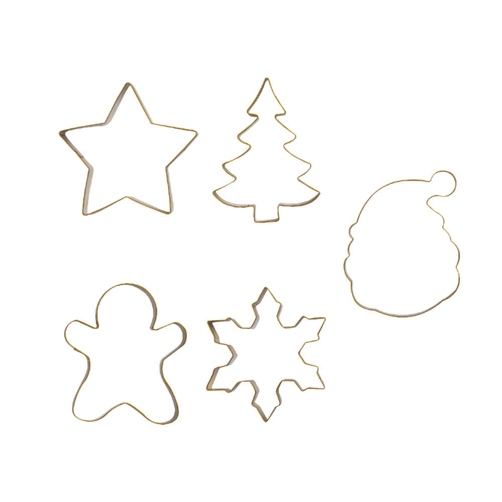 Decora Set van 5 goudkleurige metalen kerst-uitstekers