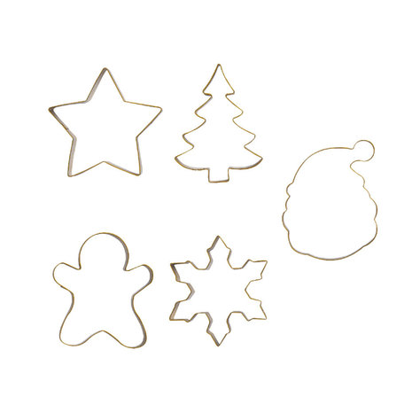 Decora Set van 5 goudkleurige metalen kerst-uitstekers