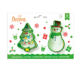 Decora Set kerstboom- en sneeuwpop-uitstekers, 2 stuks