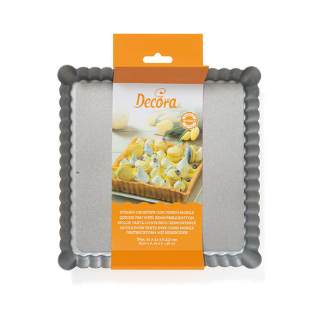Decora Antiaanbak stalen vierkante taartvorm met losse bodem, 21 x 21 x 3,5 cm Decora Antiaanbak stalen vierkante taartvorm met losse bodem, 21 x 21 x 3,5 cm