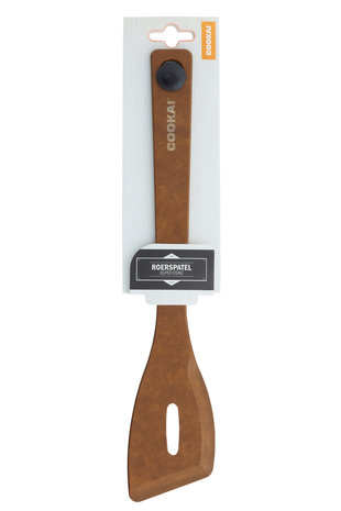 Pressed wood fiber slotted spatula