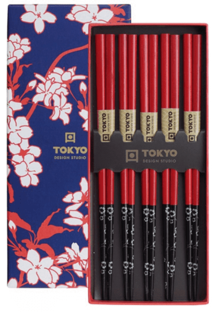 Tokyo Design Studio 5 sets of chopsticks Black Flower in gift box