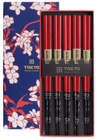 Tokyo Design Studio 5 sets of chopsticks Black Flower in gift box