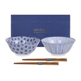 Tokyo Design Studio 2 kommen (15.2x6.7cm) en 2 paar eetstokjes in giftbox