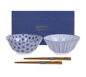 Tokyo Design Studio 2 kommen (15.2x6.7cm) en 2 paar eetstokjes in giftbox