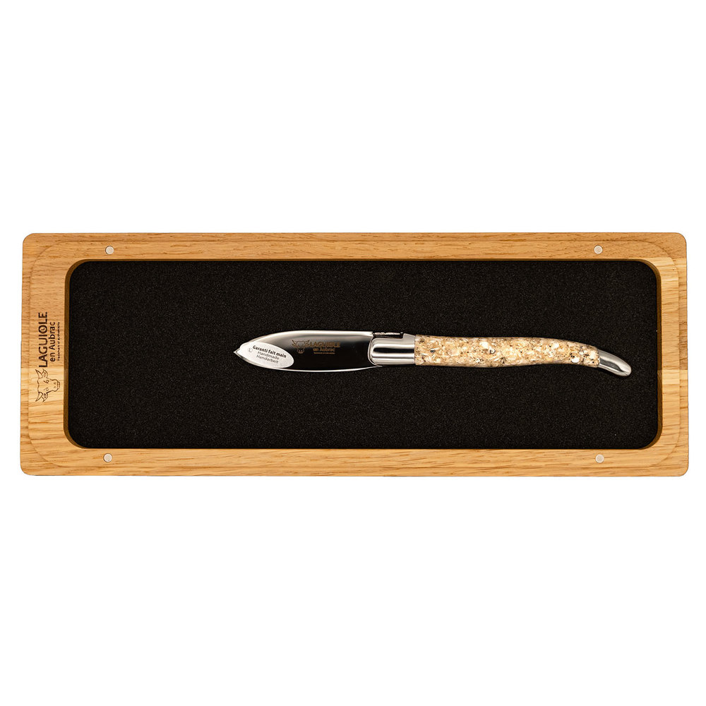 Laguiole en Aubrac Oyster knife with oyster shell inlaid handle Laguiole en Aubrac Oyster knife with oyster shell inlaid handle