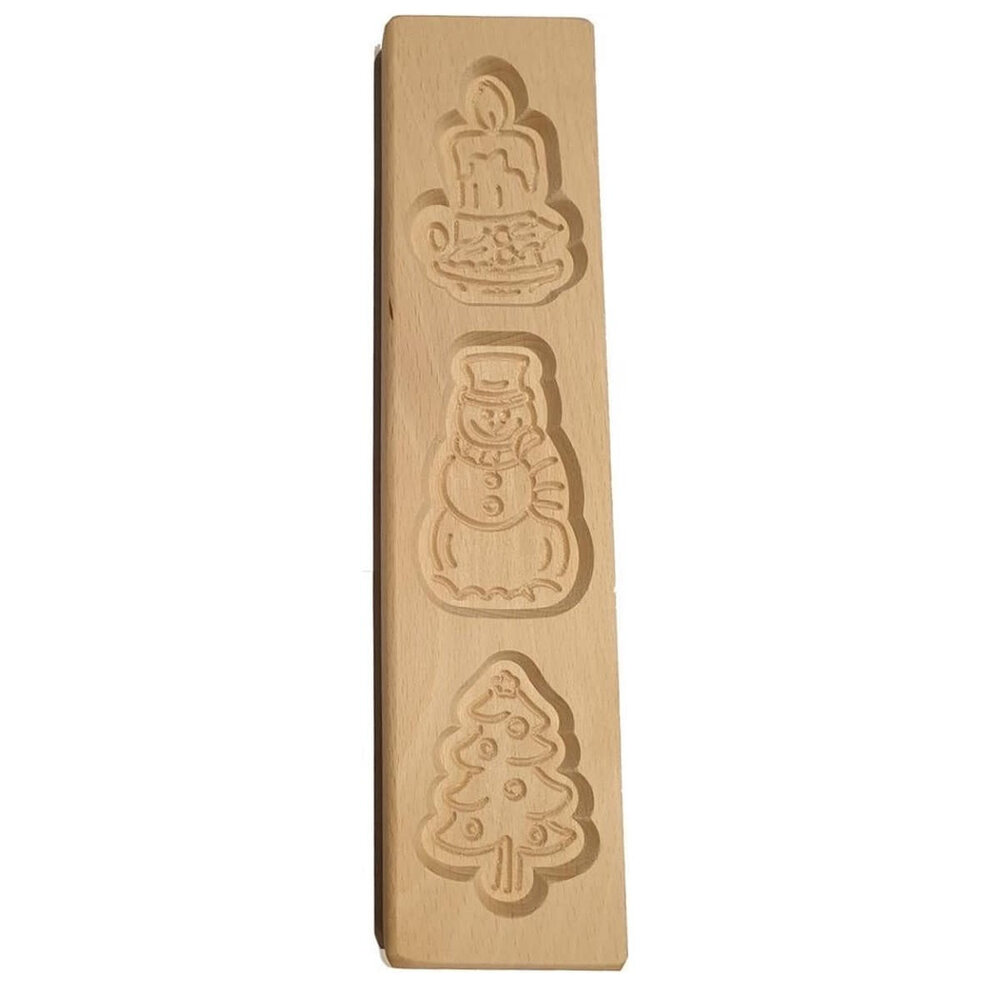 Speculaasplank kerstboom, sneeuwpop, kaars, 30cm