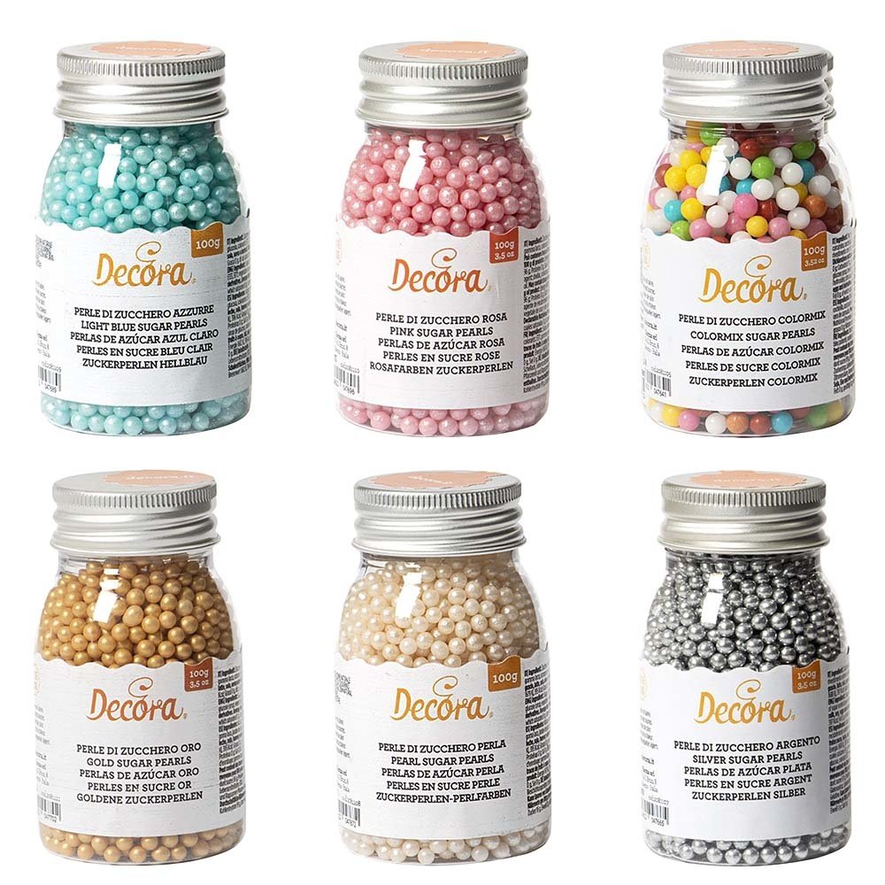 Decora Edible metallic gold sugar pearls ⌀4 mm, 100 g