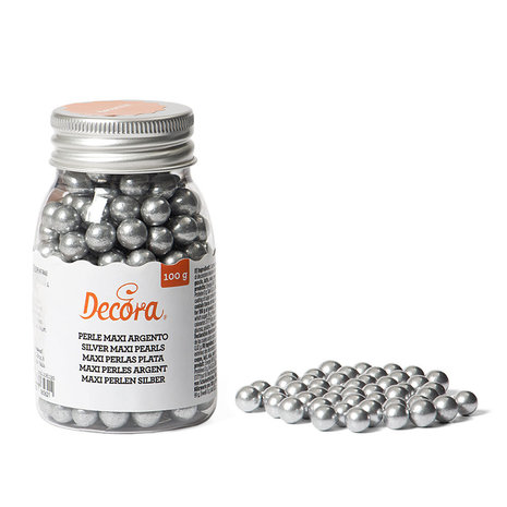 Decora Eetbare zilver suikermaxi parels, 100 g