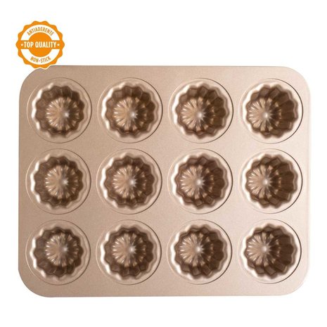 Decora Antiaanbak metalen vorm voor 12 canneles, rose gold-afwerking, 34,7 x 24,5 cm Decora Antiaanbak metalen vorm voor 12 canneles, rose gold-afwerking, 34,7 x 24,5 cm
