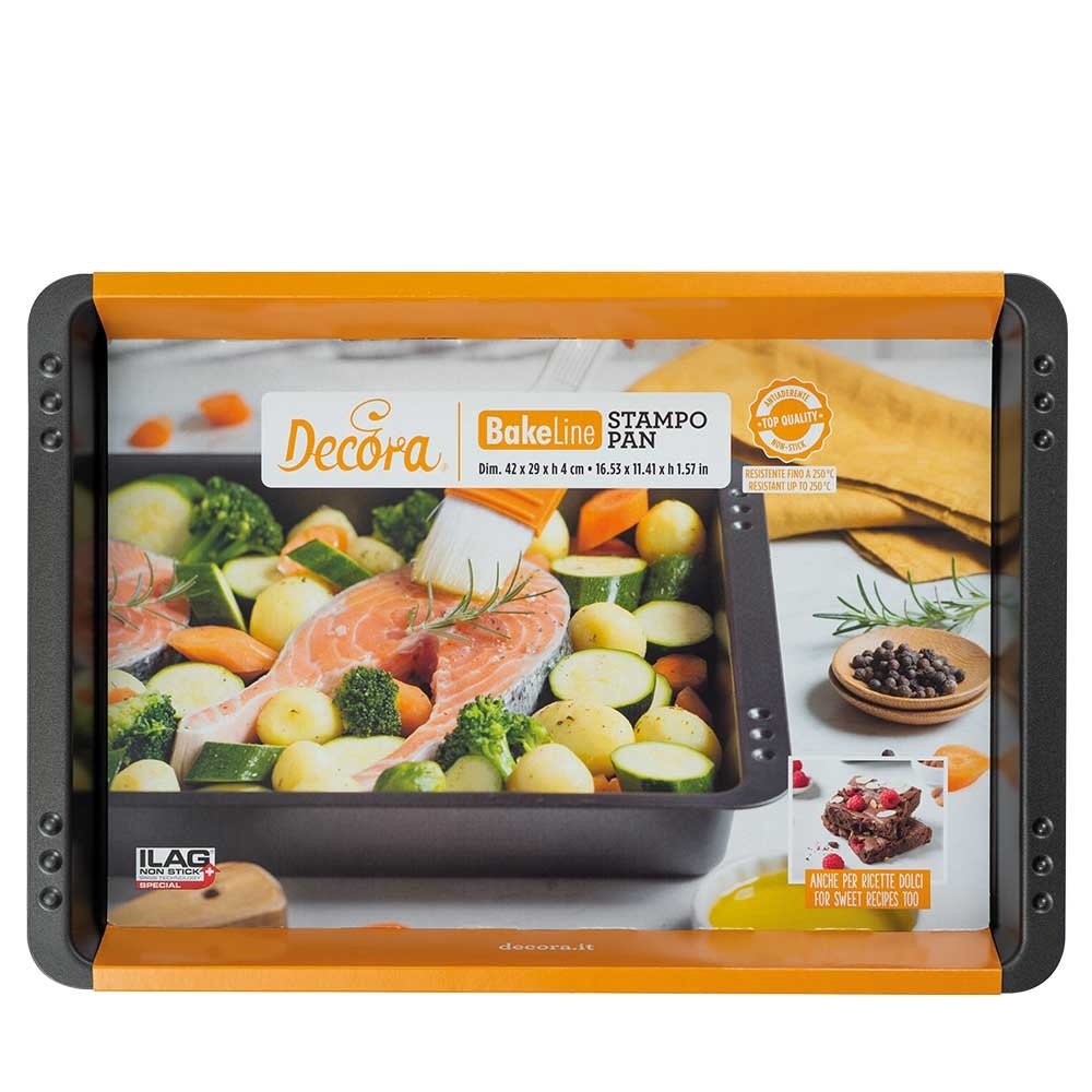 Decora Large low non-stick metal rectangular baking pan, 42 x 29 x 4 cm