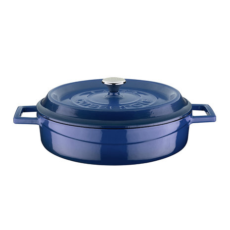 Lava Geëmailleerde gietijzeren lage braadpan 32cm 5,66L blauw