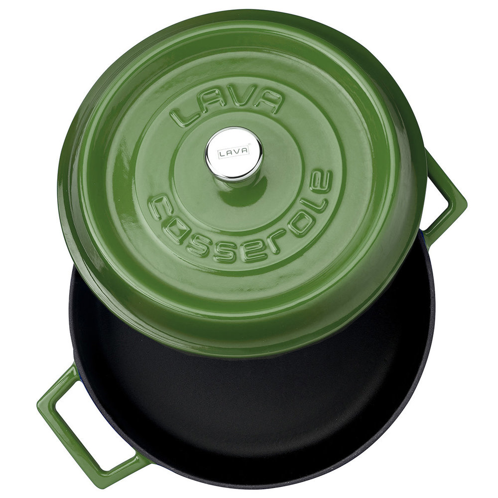 Lava Geëmailleerde gietijzeren lage braadpan 32cm 5,66L groen