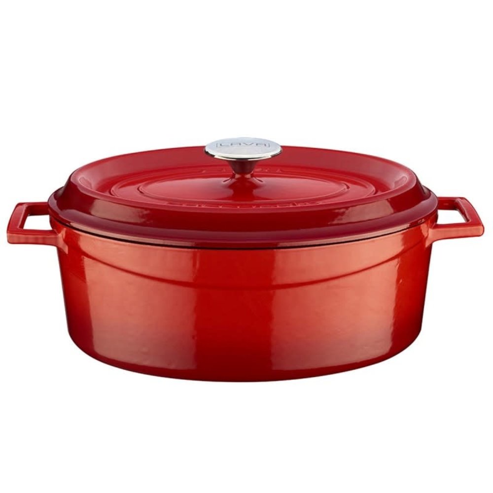 Lava Geëmailleerde gietijzeren ovale braadpan 31cm 7,06L rood