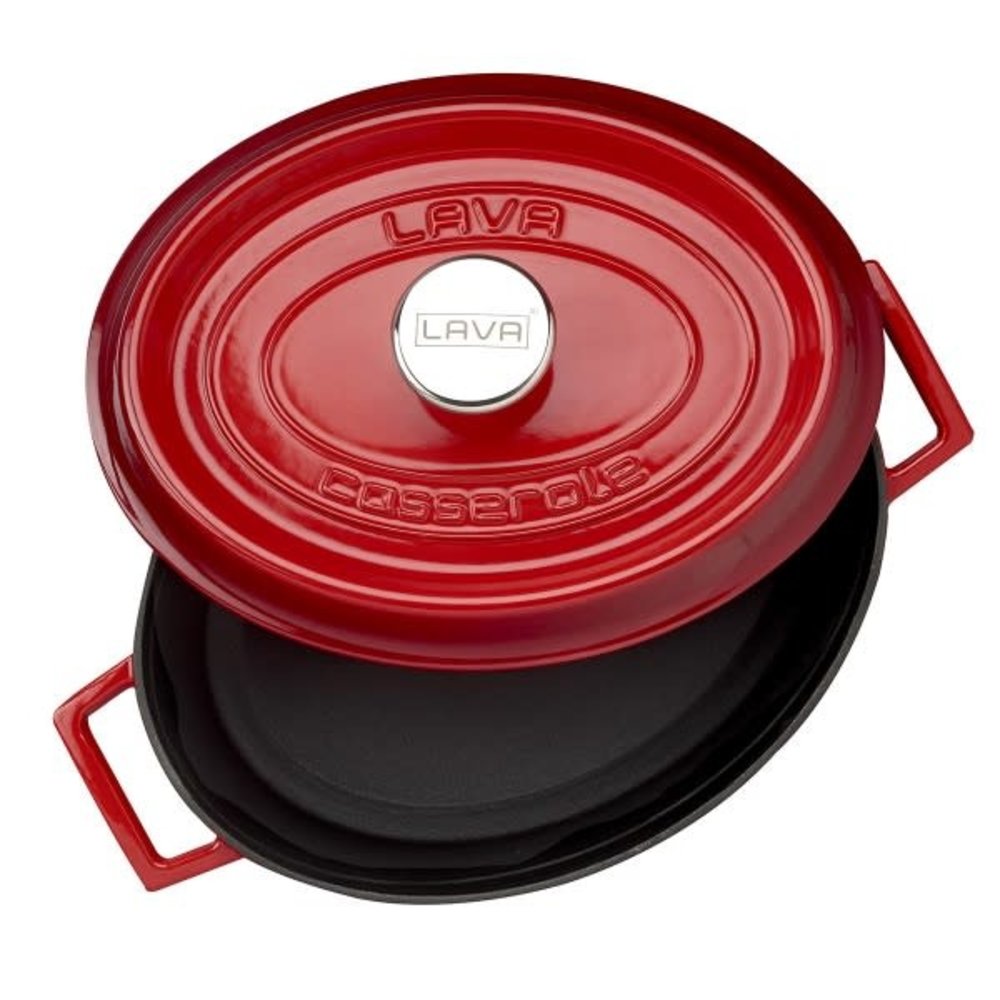 Lava Enameled cast iron oval casserole 31cm 7,06L red