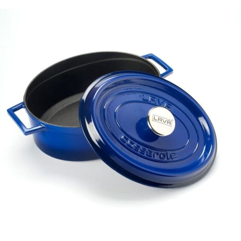 Lava Enameled cast iron oval casserole 31cm 7,06L blue