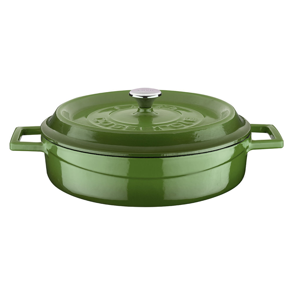 Lava Enameled cast iron low casserole 24cm 2,47L green