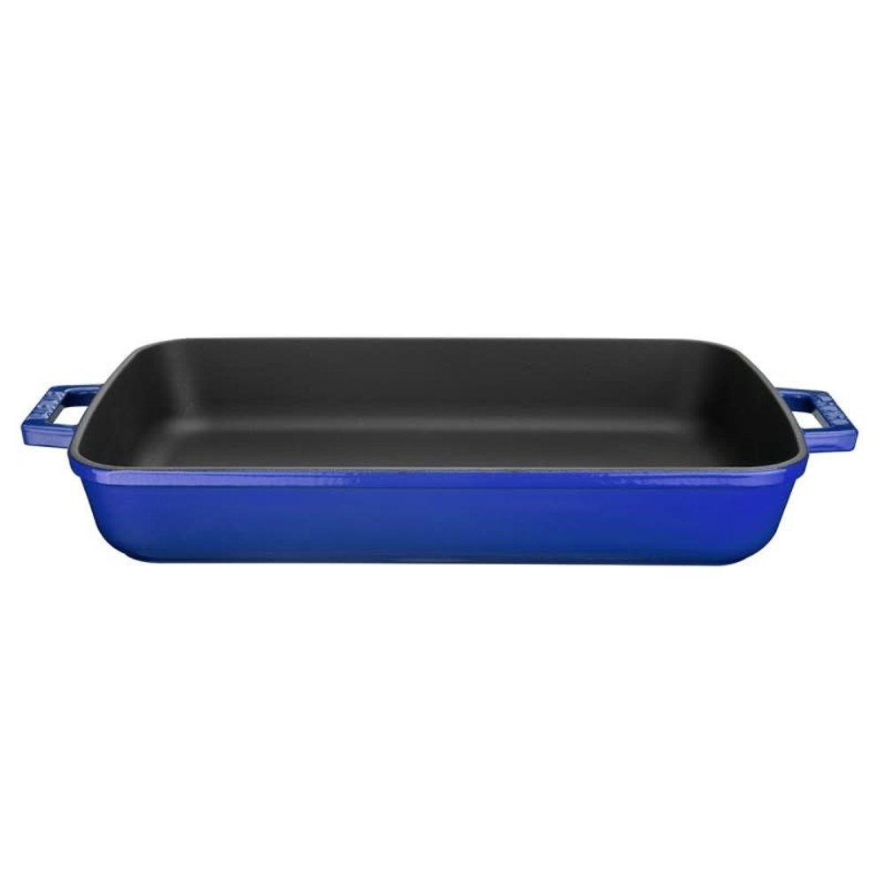 Lava Enameled cast iron rectangular roaster 40x26cm blue