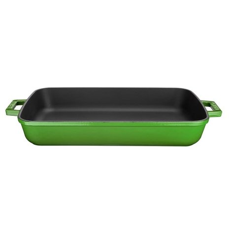 Lava Enameled cast iron rectangular roaster 40x26cm green