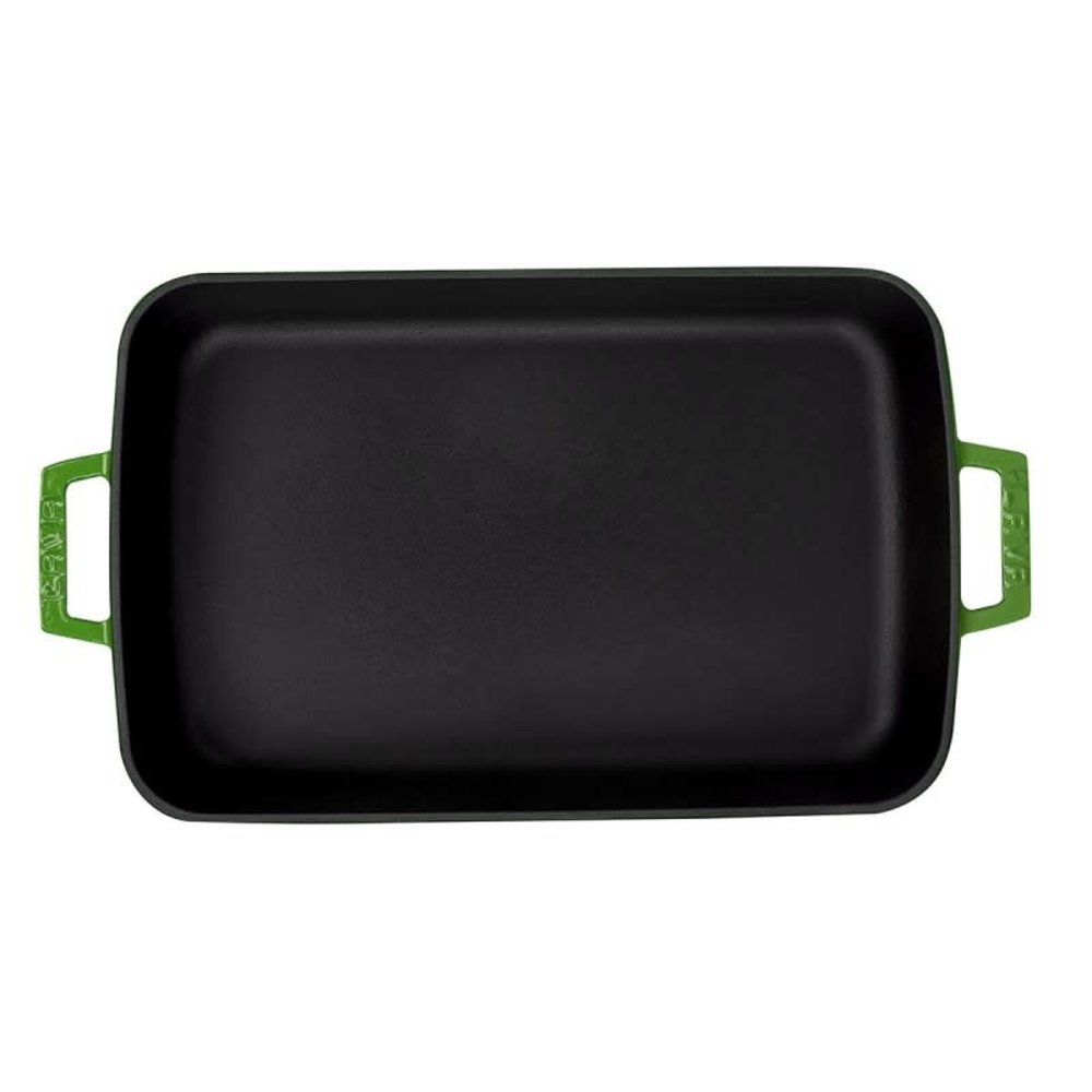 Lava Enameled cast iron rectangular roaster 40x26cm green