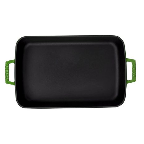 Lava Enameled cast iron rectangular roaster 40x26cm green