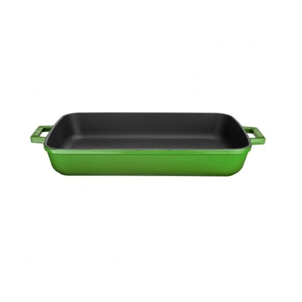 Lava Enameled cast iron rectangular roaster 30x22cm green