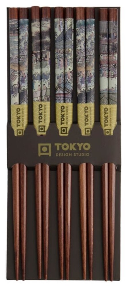 Tokyo Design Studio 5 paar eetstokjes bruin met verschillende dessins