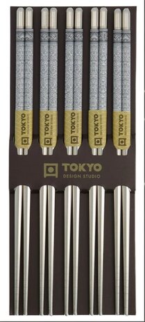 Tokyo Design Studio 5 paar eetstokjes RVS