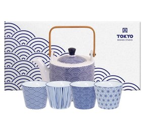 Tokyo Design Studio Theepot Nippon Blue 800ml m/4 kopjes Tokyo Design Studio Theepot Nippon Blue 800ml m/4 kopjes