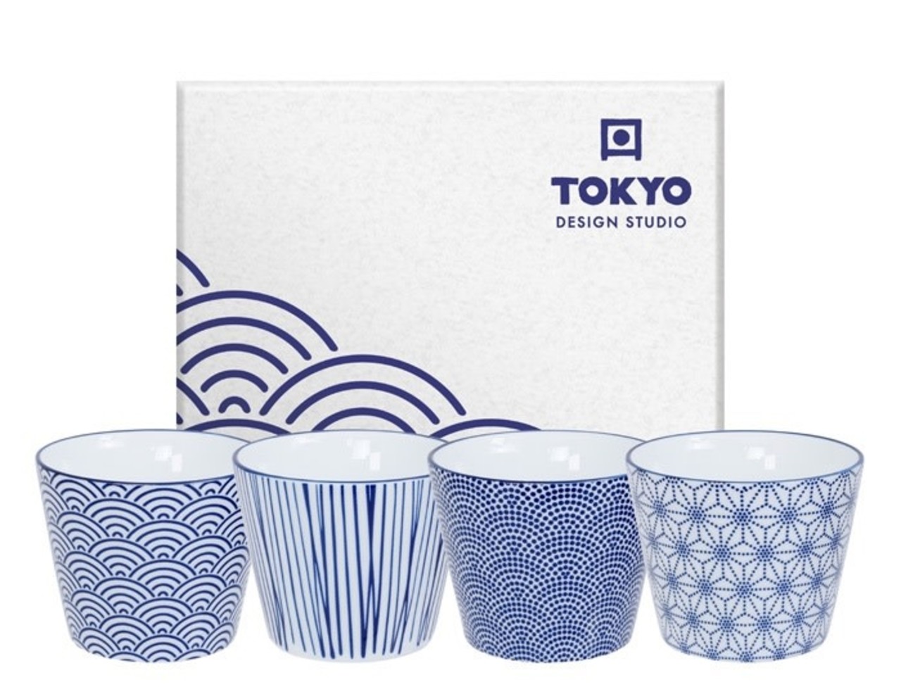 Tokyo Design Studio Nippon Blue Kopjes set 4 stuks 180ml met geschenkverpakking