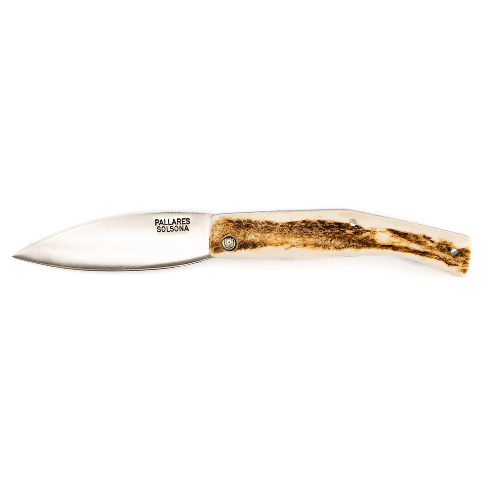 Pallares Solsona Busa carbon steel 8cm folding knife unpolished deer horn