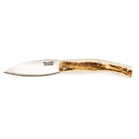 Pallares Solsona Busa carbon steel 8cm folding knife unpolished deer horn