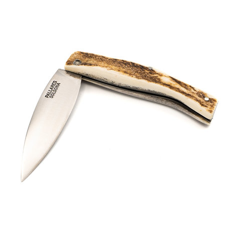 Pallares Solsona Busa carbon steel 8cm folding knife unpolished deer horn