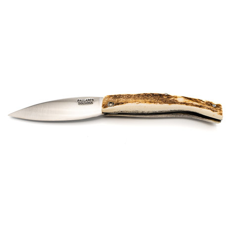 Pallares Solsona Busa carbon steel 8cm folding knife unpolished deer horn