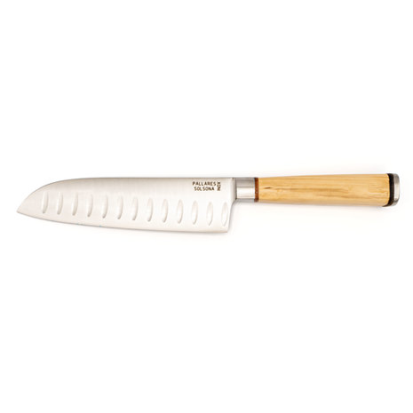 Pallares Solsona Gesmede RVS santoku 17cm met palmhouten heft Pallares Solsona Gesmede RVS santoku 17cm met palmhouten heft