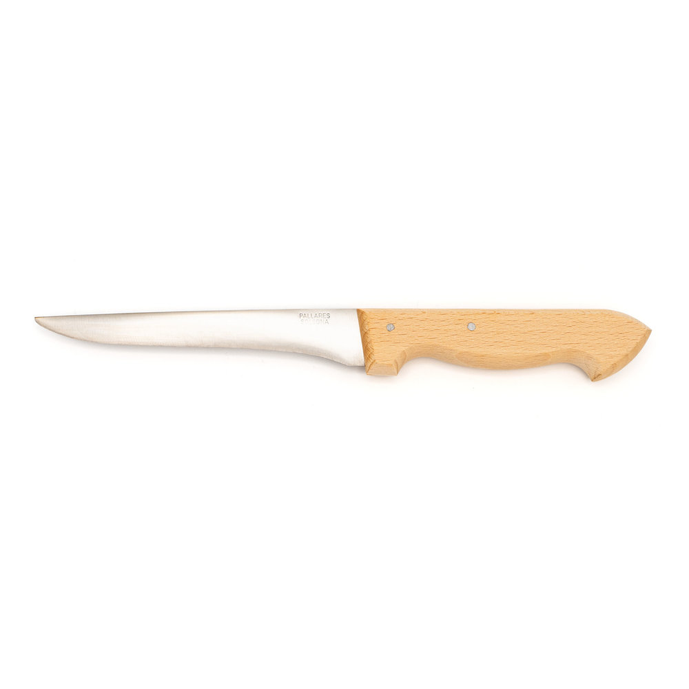 Pallares Solsona Carbon steel boning knife 15cm with beech wood handle