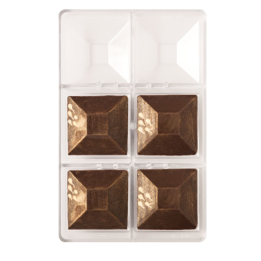 Decora Professionele polycarbonaat chocoladevorm, klein vierkant bord, 6 vormen