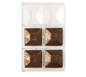 Decora Polycarbonaat chocoladevorm, klein vierkant bord, 6 vormen